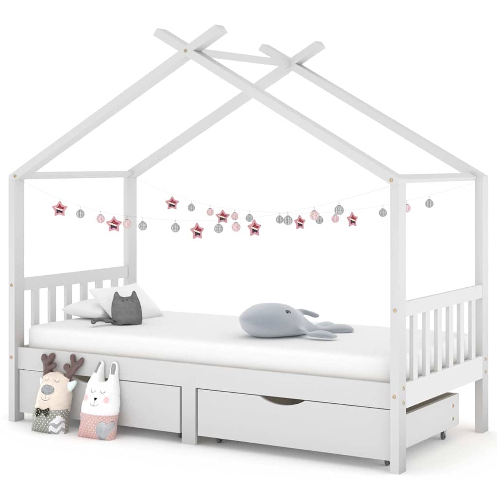 foto del prodotto giroletto bambini con cassetti bianco pino massello 90x200 cm cod mxl 55816