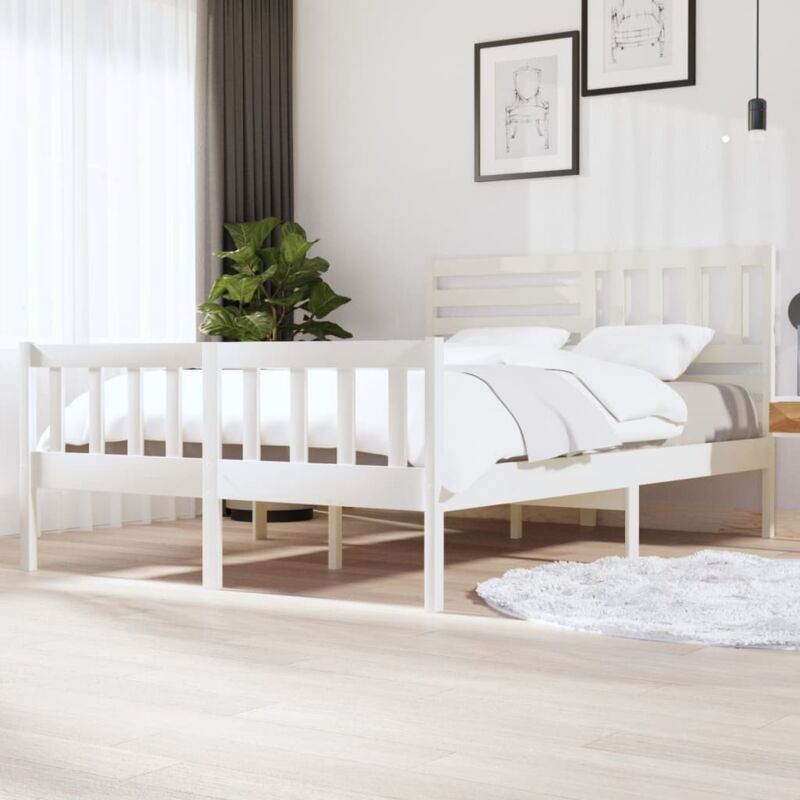 foto del prodotto giroletto bianco 150x200 cm king in legno massello vidaxl