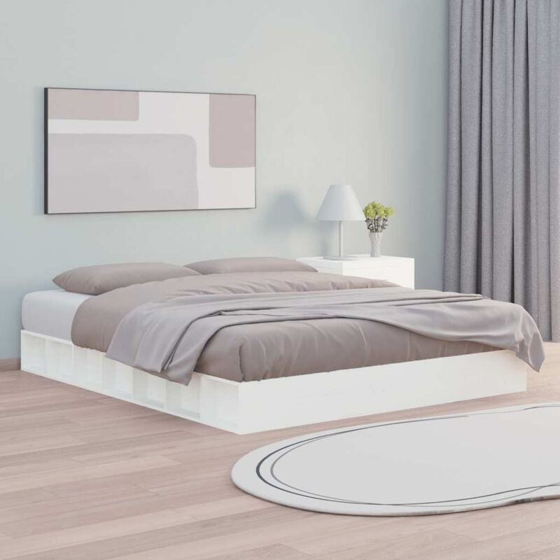 foto del prodotto giroletto bianco 160x200 cm in legno massello vidaxl