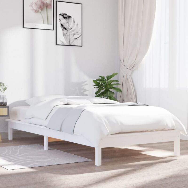 foto del prodotto giroletto bianco 90x200 cm in legno massello di pino vidaxl