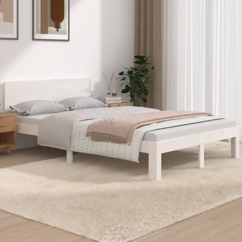 foto del prodotto giroletto bianco in legno massello 120x190 cm small double vidaxl