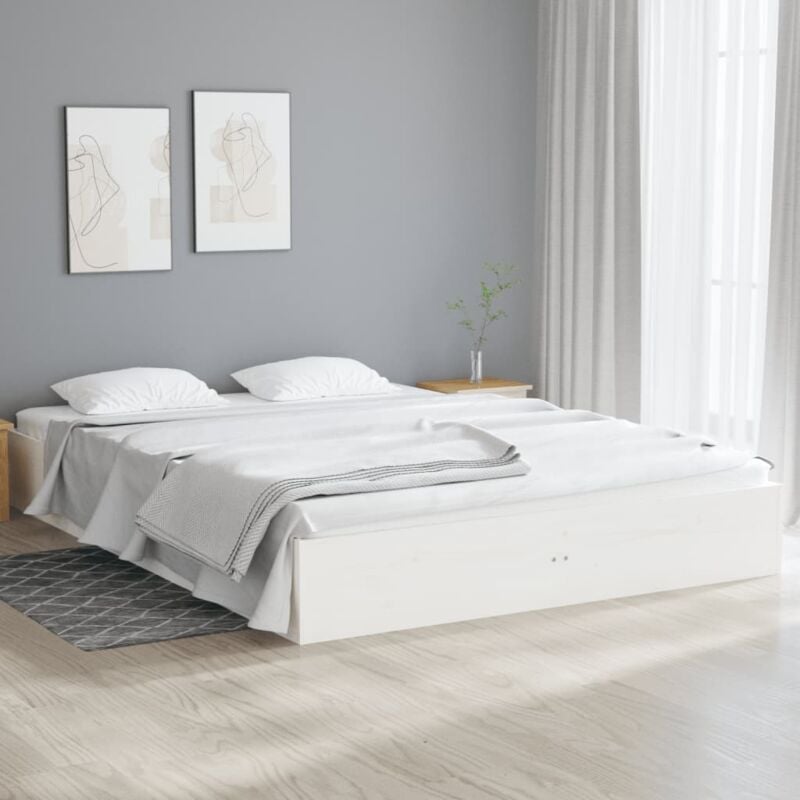 foto del prodotto giroletto bianco in legno massello 120x190 cm small double vidaxl