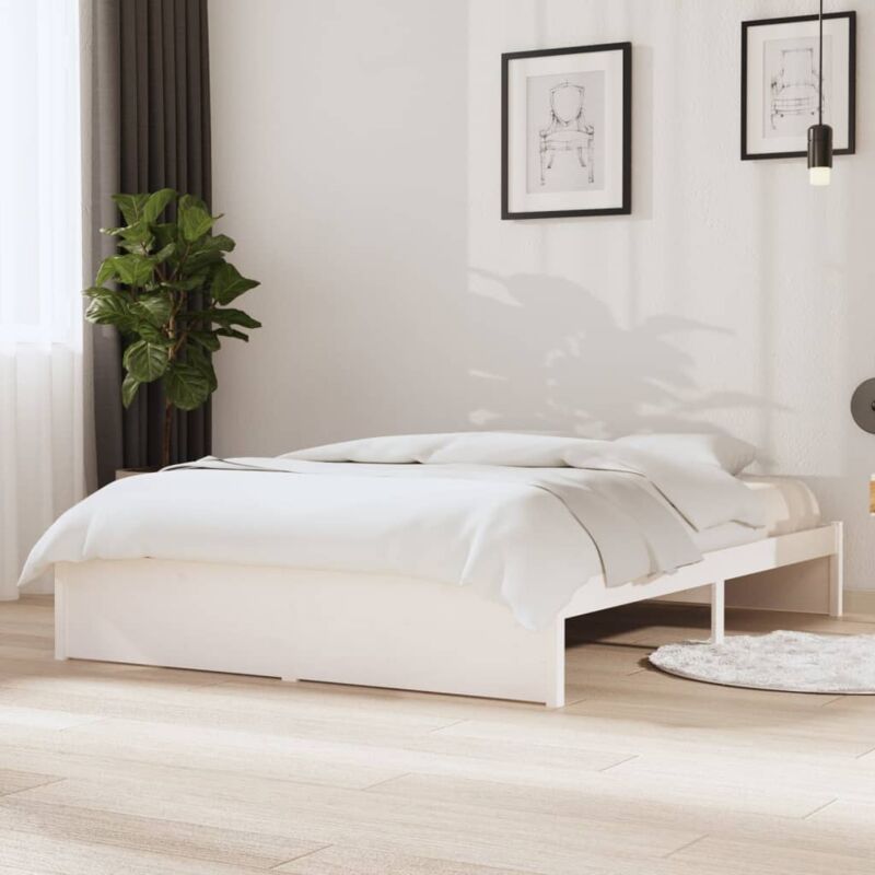 foto del prodotto giroletto bianco in legno massello 140x190 cm vidaxl