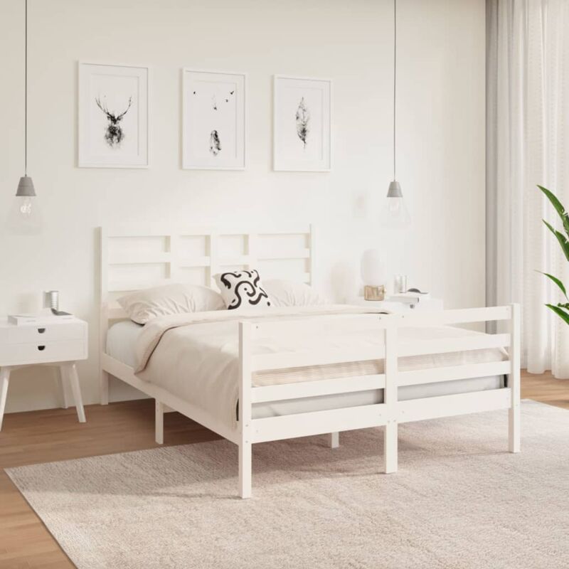 foto del prodotto giroletto bianco in legno massello 140x190 cm vidaxl