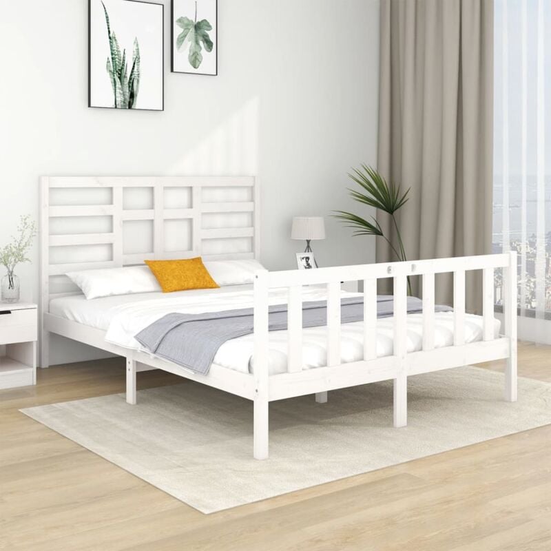 foto del prodotto giroletto bianco in legno massello 140x190 cm vidaxl