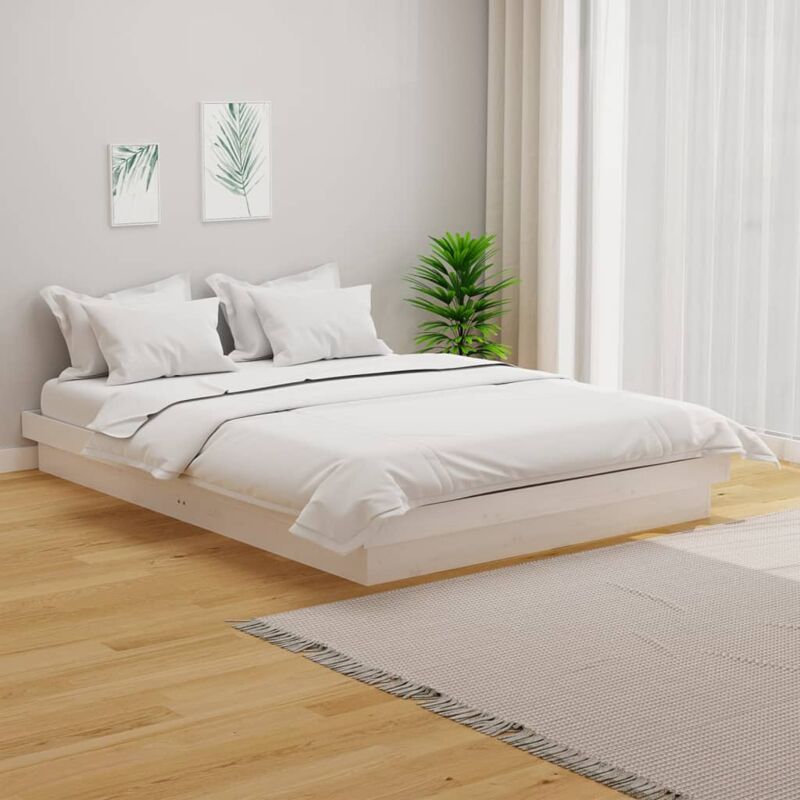 foto del prodotto giroletto bianco in legno massello 140x190 cm vidaxl