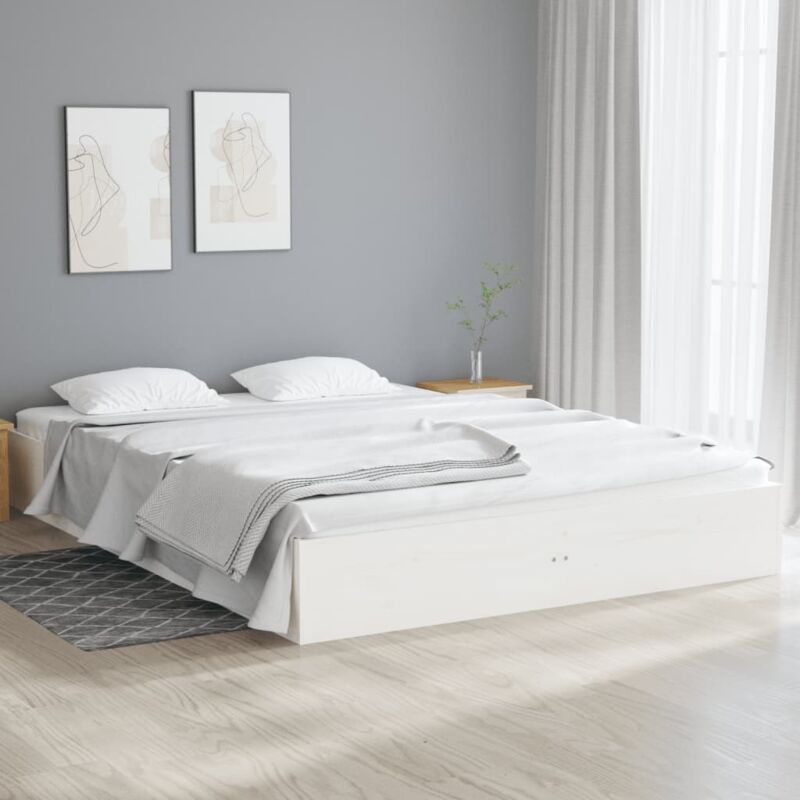 foto del prodotto giroletto bianco in legno massello 140x190 cm vidaxl