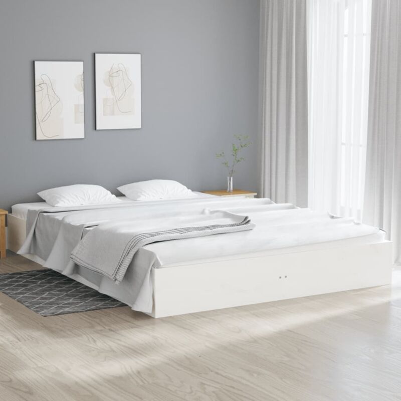 foto del prodotto giroletto bianco in legno massello 150x200 cm king size