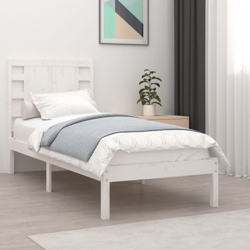 foto del prodotto giroletto bianco in legno massello 75x190 cm small single vidaxl 631187