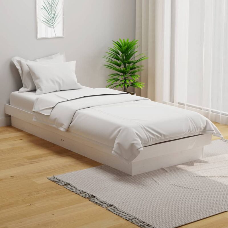 foto del prodotto giroletto bianco in legno massello 75x190 cm small single vidaxl