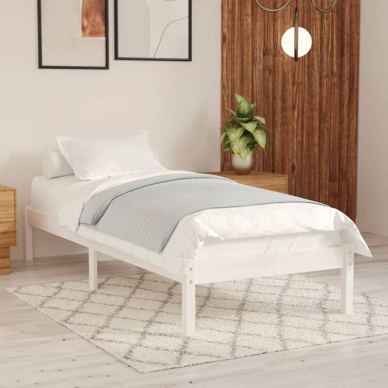 foto del prodotto giroletto bianco in legno massello 90x190 cm single vidaxl 468499