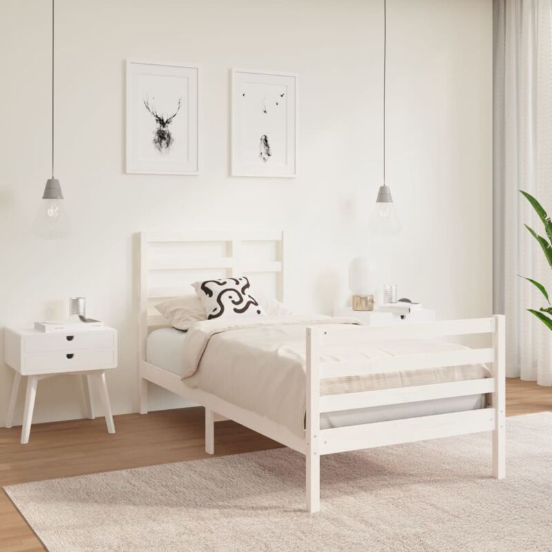 foto del prodotto giroletto bianco in legno massello 90x190 cm single vidaxl