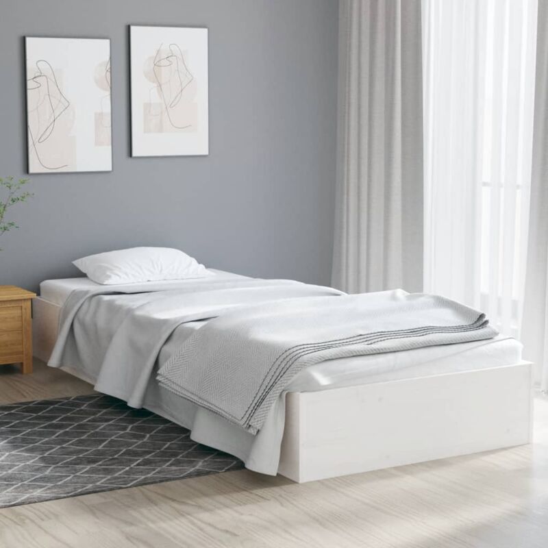 foto del prodotto giroletto bianco in legno massello 90x190 cm single vidaxl