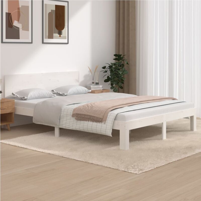 foto del prodotto giroletto bianco in legno massello di pino 140x200 cm vidaxl