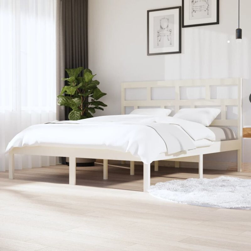 foto del prodotto giroletto bianco in legno massello di pino 160x200 cm vidaxl
