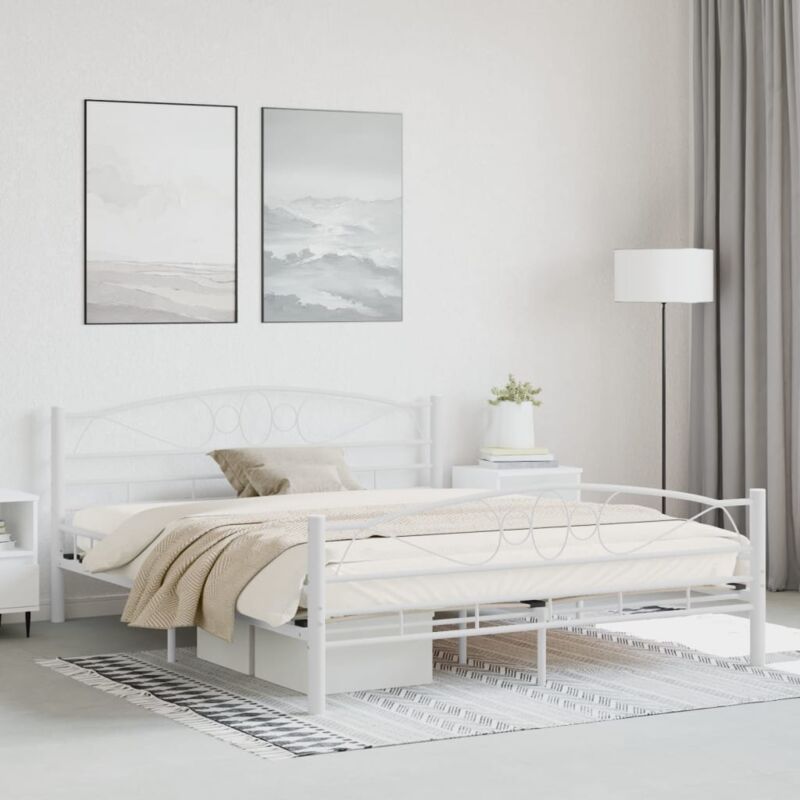 foto del prodotto giroletto bianco in metallo 160x200 cm vidaxl