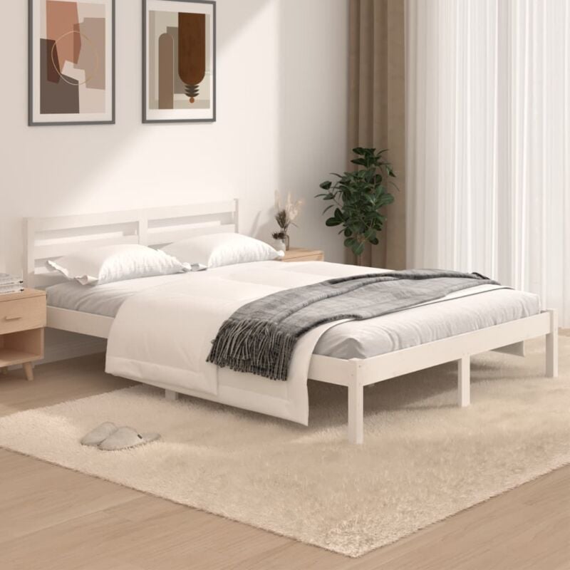 foto del prodotto giroletto bianco legno massello di pino 120x190cm small double vidaxl