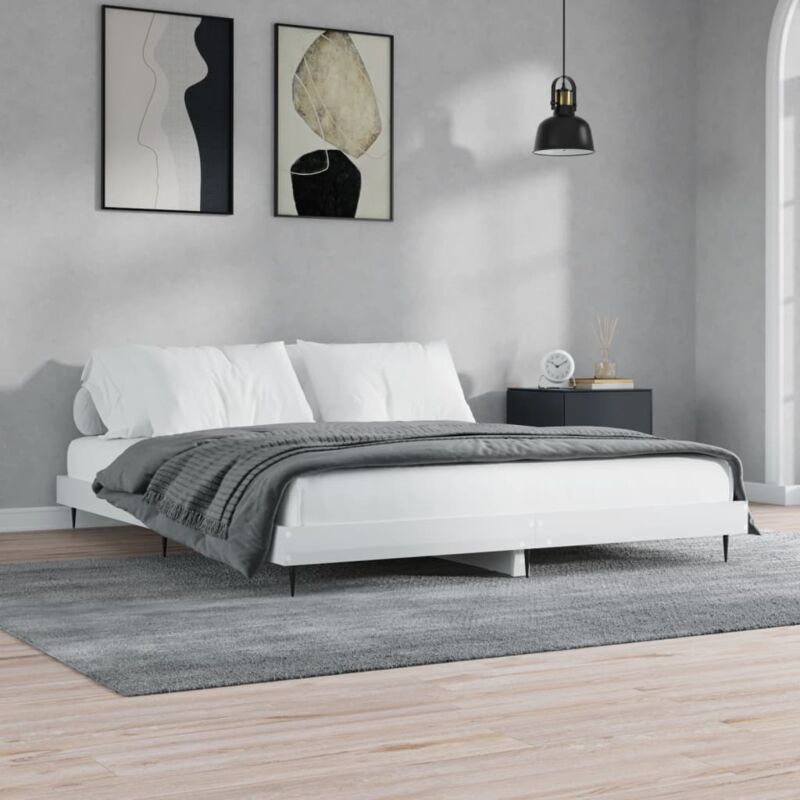 foto del prodotto giroletto bianco lucido 160x200 cm in legno multistrato vidaxl