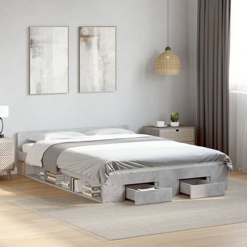 foto del prodotto giroletto cassetti grigio cemento 120x190 cm legno multistrato vidaxl
