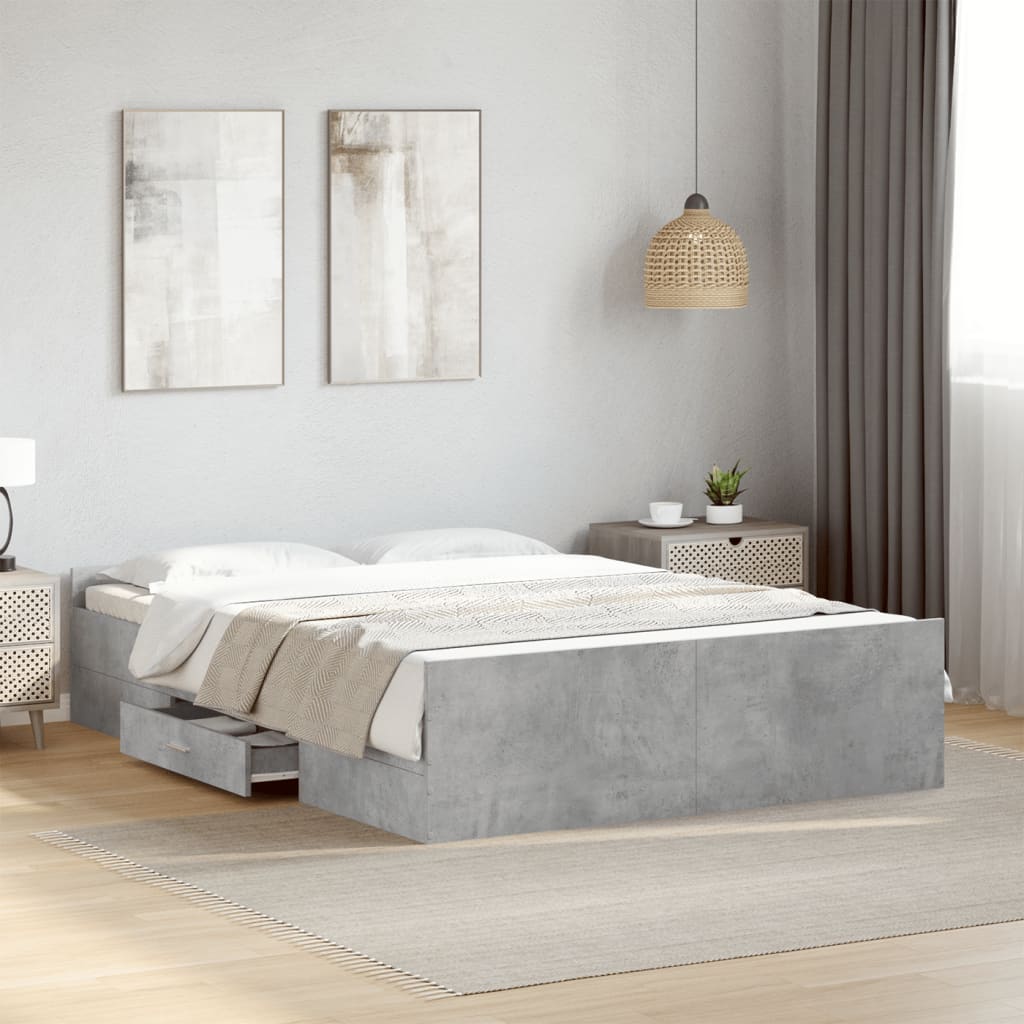 foto del prodotto giroletto cassetti grigio cemento 120x200 cm legno multistrato