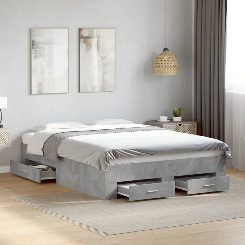 foto del prodotto giroletto cassetti grigio cemento 140x190 cm legno multistrato vidaxl