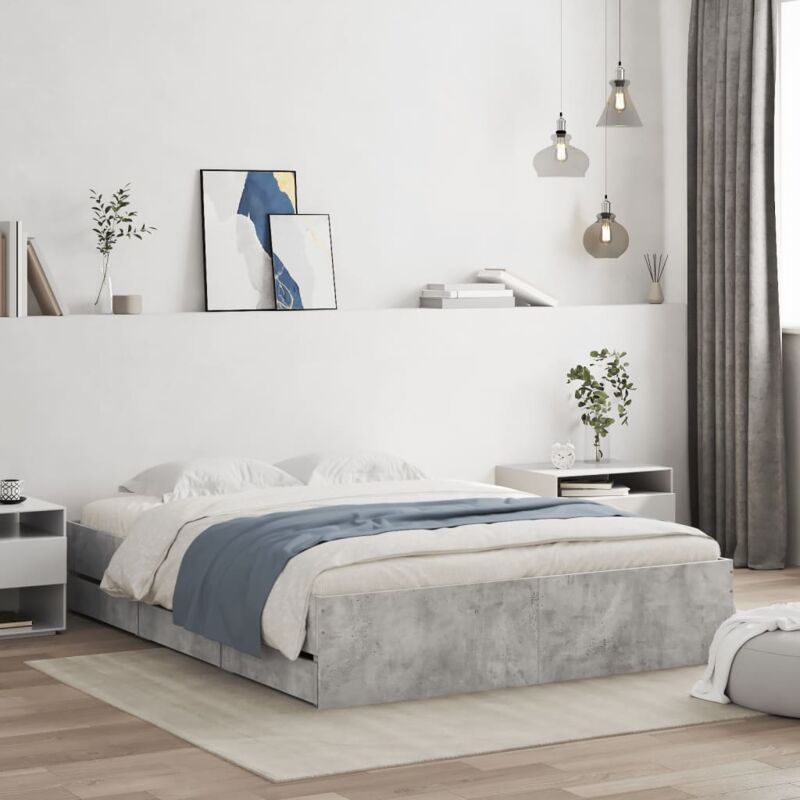 foto del prodotto giroletto cassetti grigio cemento 140x200 cm legno multistrato vidaxl
