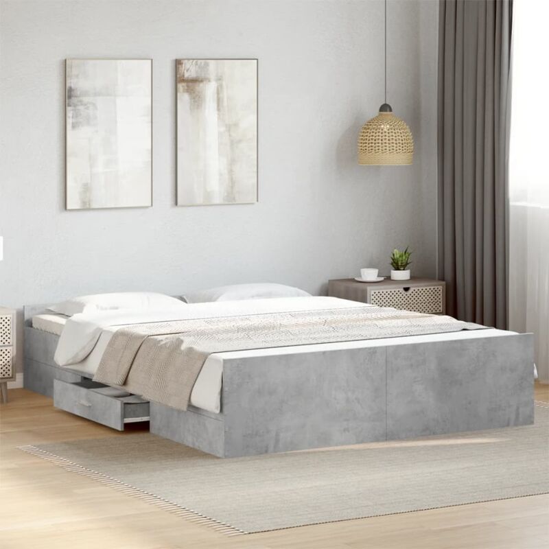 foto del prodotto giroletto cassetti grigio cemento 140x200 cm legno multistrato vidaxl