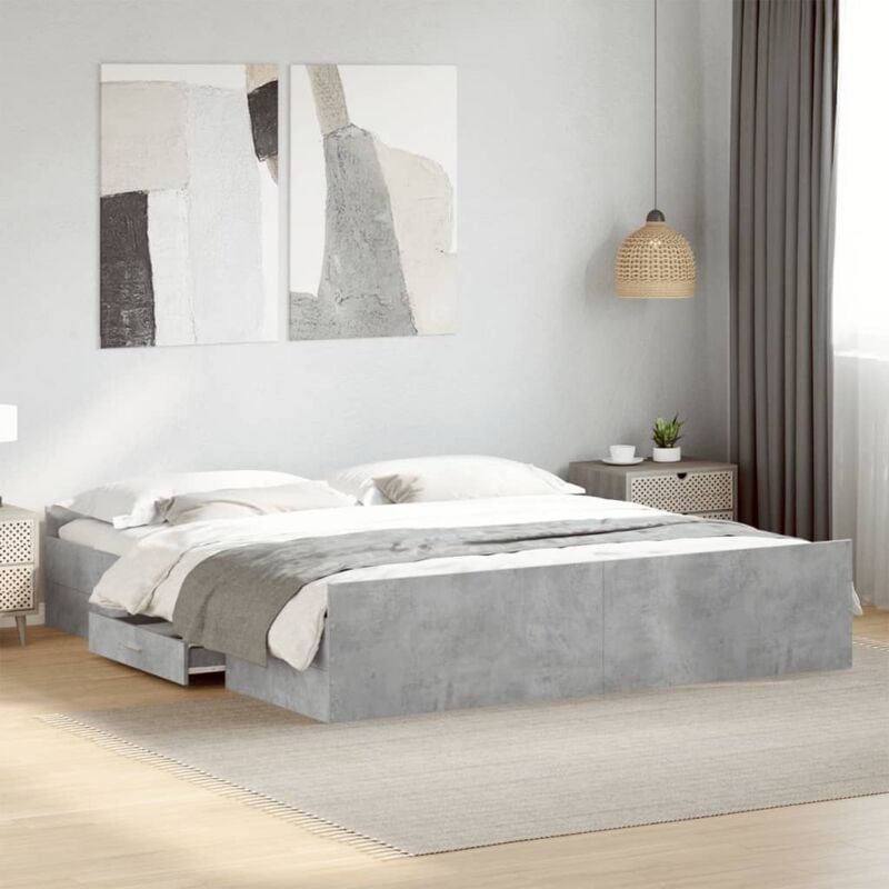 foto del prodotto giroletto cassetti grigio cemento 180x200 cm legno multistrato vidaxl