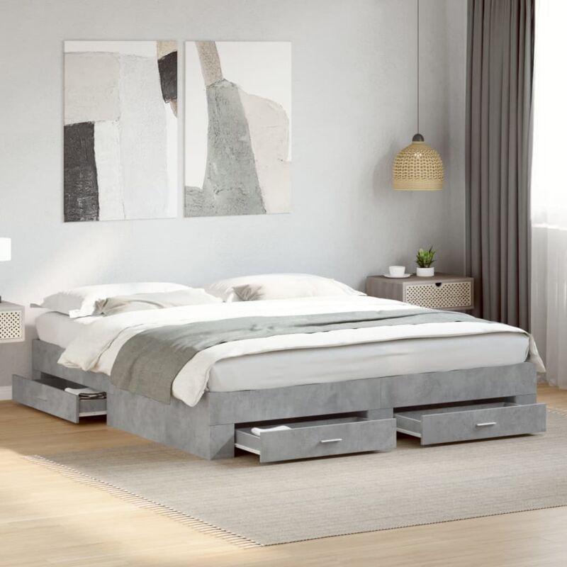 foto del prodotto giroletto cassetti grigio cemento 180x200 cm legno multistrato vidaxl