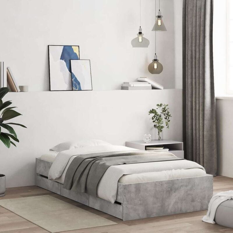 foto del prodotto giroletto cassetti grigio cemento 90x200 cm legno multistrato vidaxl