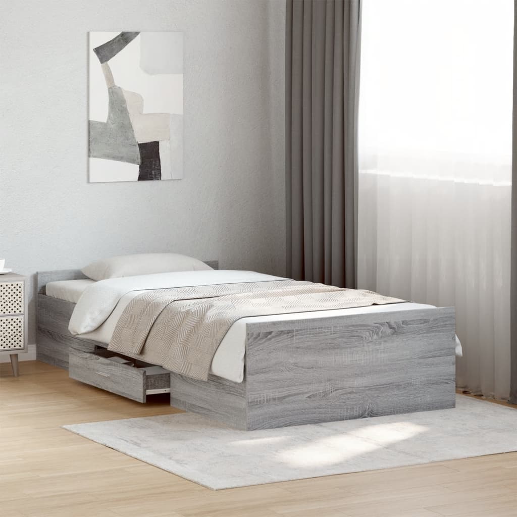 foto del prodotto giroletto cassetti grigio sonoma 100x200 cm legno multistratocod mxl 115741