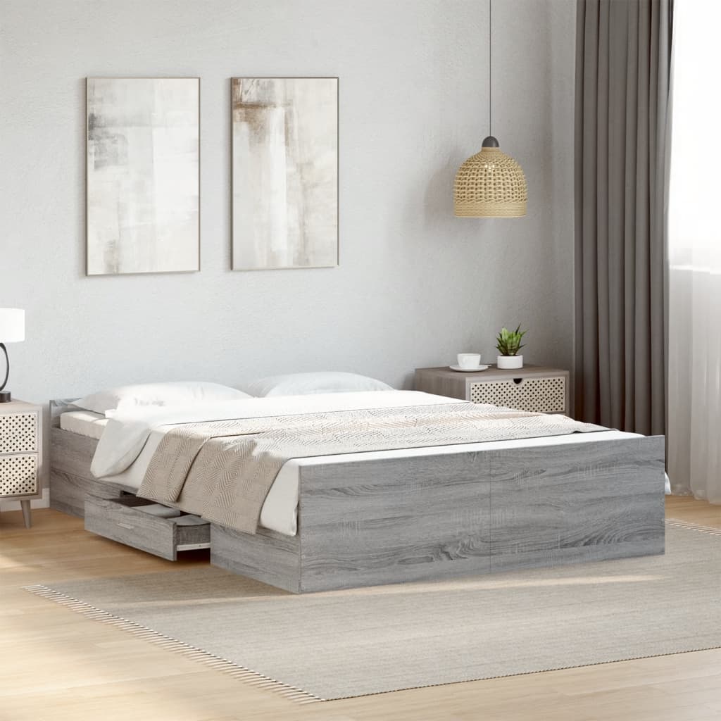 foto del prodotto giroletto cassetti grigio sonoma 140x190 cm legno multistratocod mxl 115737