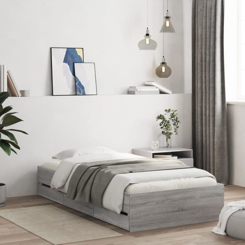 foto del prodotto giroletto cassetti grigio sonoma 90x190 cm legno multistrato vidaxl