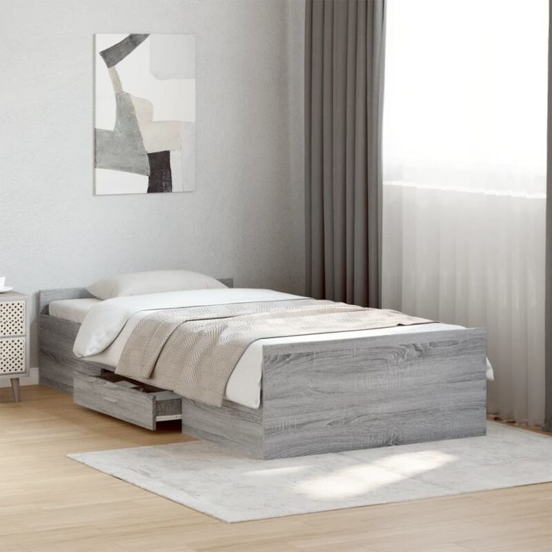 foto del prodotto giroletto cassetti grigio sonoma 90x190 cm legno multistrato vidaxl