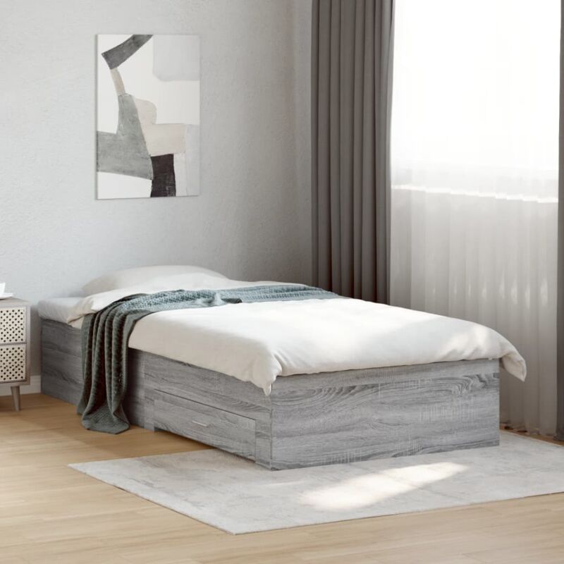 foto del prodotto giroletto cassetti grigio sonoma 90x190 cm legno multistrato vidaxl