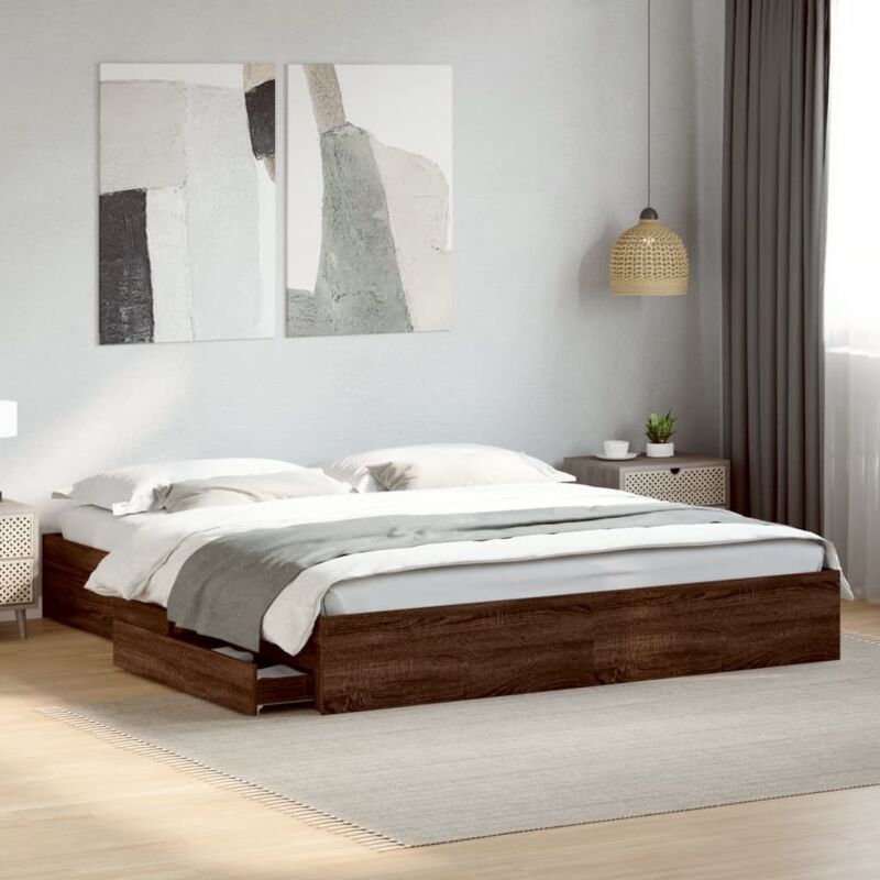 foto del prodotto giroletto cassetti rovere marrone 200x200 cm legno multistrato vidaxl