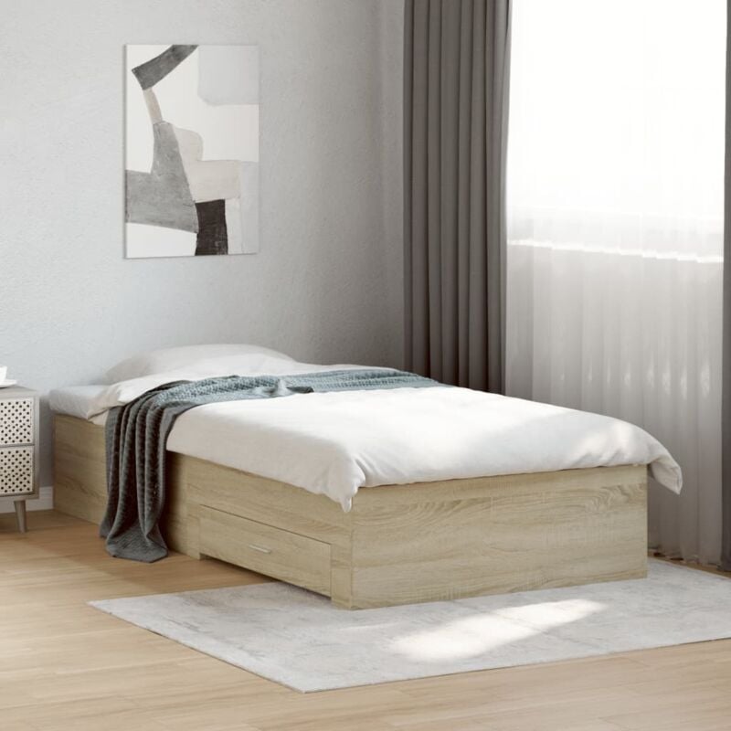 foto del prodotto giroletto cassetti rovere sonoma 100x200 cm legno multistrato vidaxl