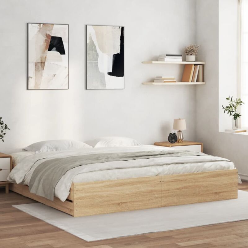 foto del prodotto giroletto cassetti rovere sonoma 160x200 cm legno multistrato vidaxl