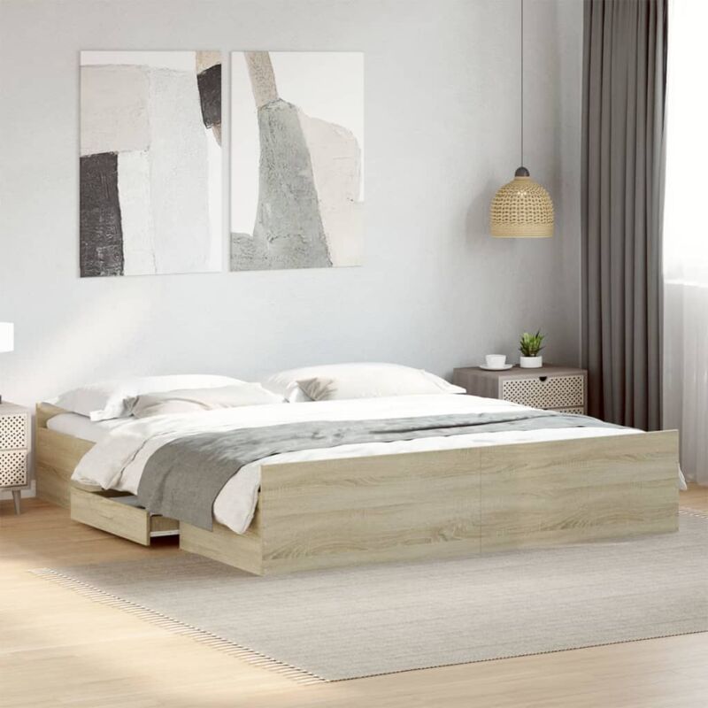 foto del prodotto giroletto cassetti rovere sonoma 180x200 cm legno multistrato vidaxl