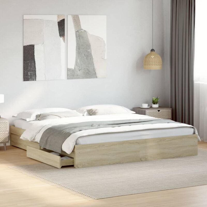 foto del prodotto giroletto cassetti rovere sonoma 180x200 cm legno multistrato vidaxl