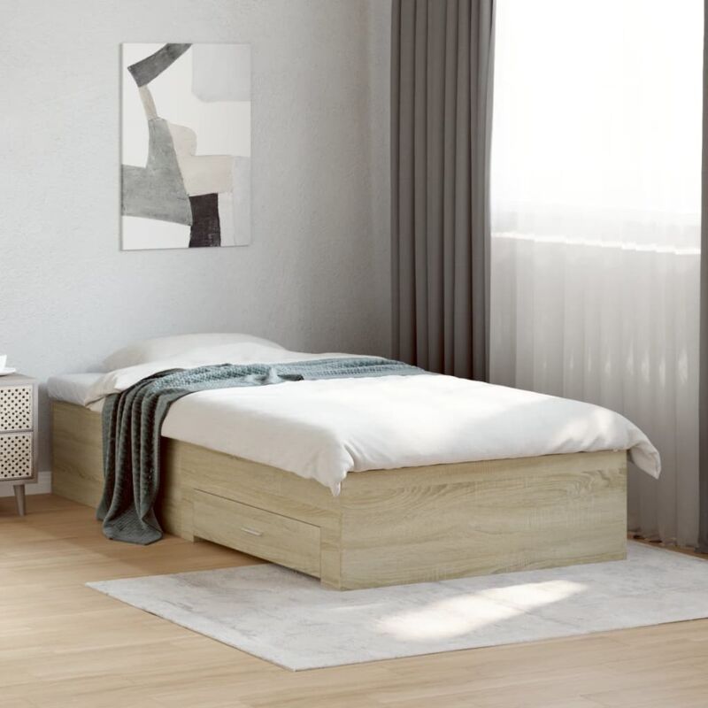 foto del prodotto giroletto cassetti rovere sonoma 90x200 cm legno multistrato vidaxl