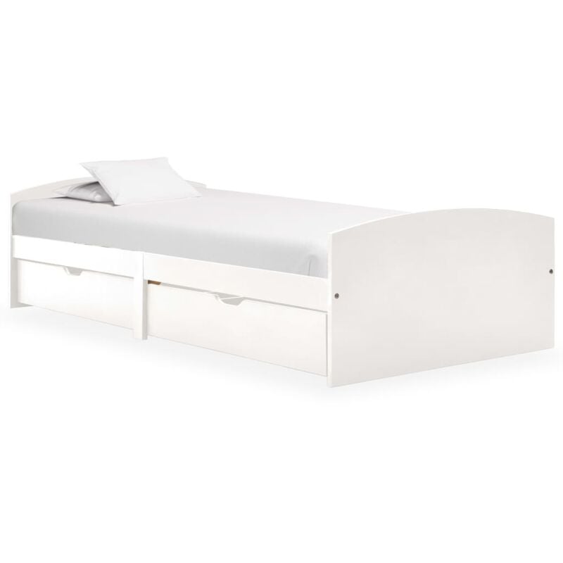 foto del prodotto giroletto con 2 cassetti bianco in legno di pino 90x200 cm vidaxl