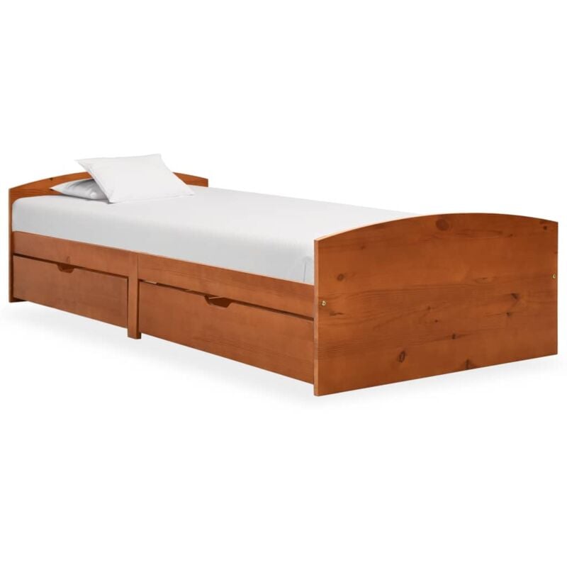 foto del prodotto giroletto con 2 cassetti marrone ambra legno di pino 90x200 cm vidaxl