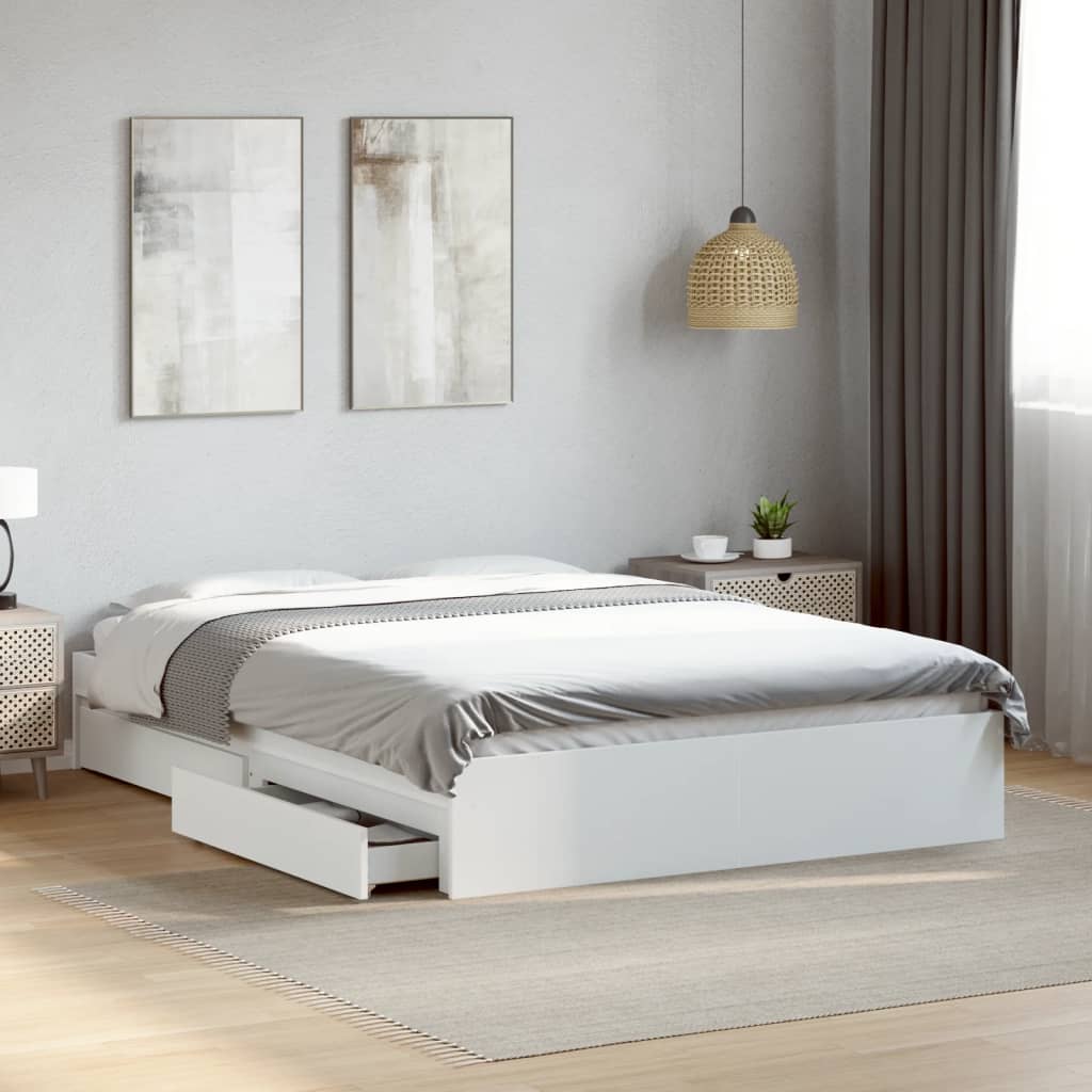 foto del prodotto giroletto con cassetti bianco 120x200 cm in legno multistrato