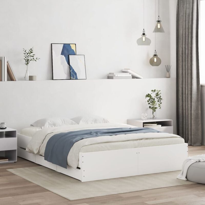 foto del prodotto giroletto con cassetti bianco 150x200 cm in legno multistrato