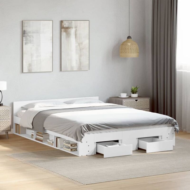 foto del prodotto giroletto con cassetti bianco 160x200 cm in legno multistrato vidaxl 798772