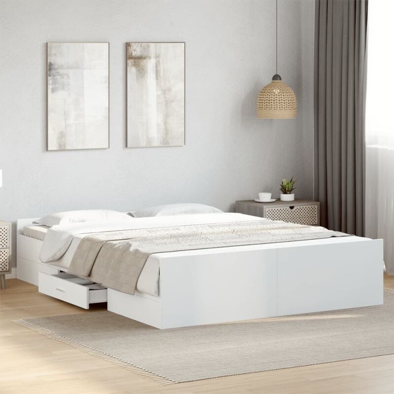 foto del prodotto giroletto con cassetti bianco 160x200 cm in legno multistrato vidaxl