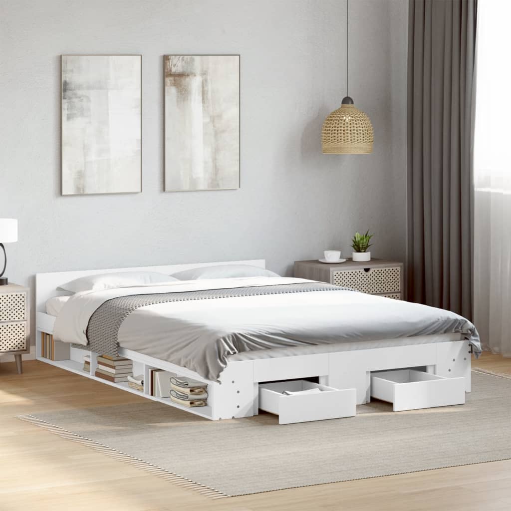 foto del prodotto giroletto con cassetti bianco 160x200 cm in legno multistrato vidaxl