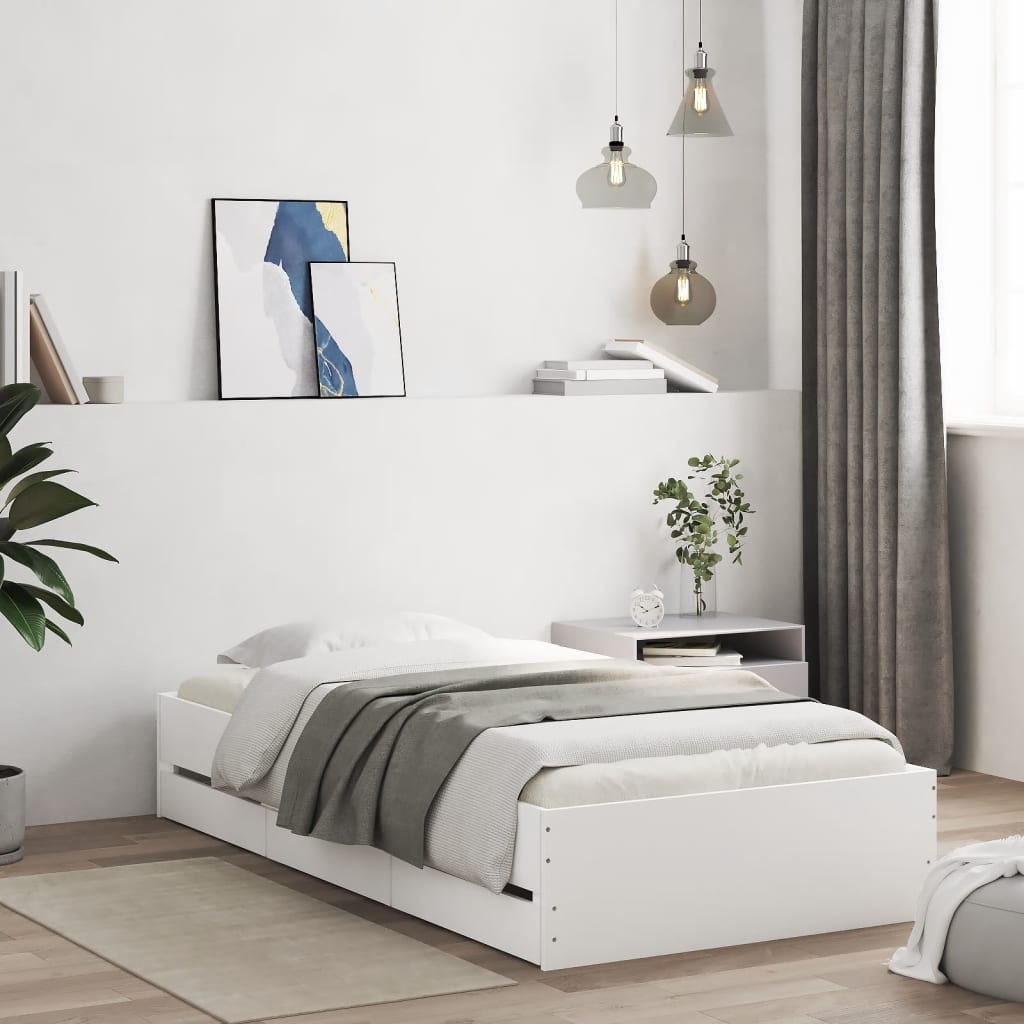 foto del prodotto giroletto con cassetti bianco 90x190 cm in legno multistratocod mxl 133455