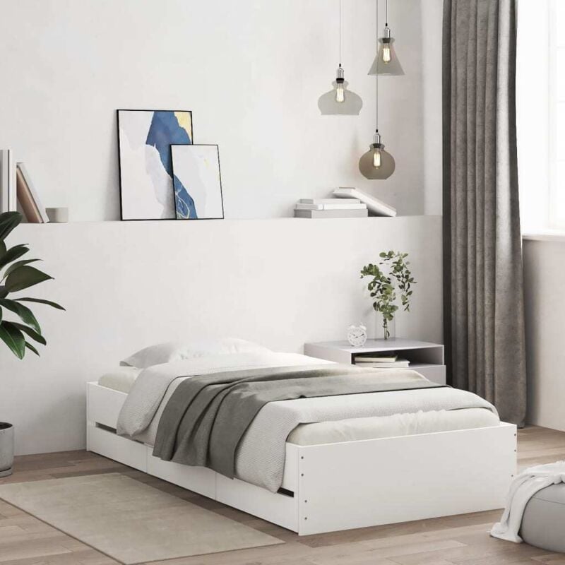 foto del prodotto giroletto con cassetti bianco 90x200 cm in legno multistrato vidaxl